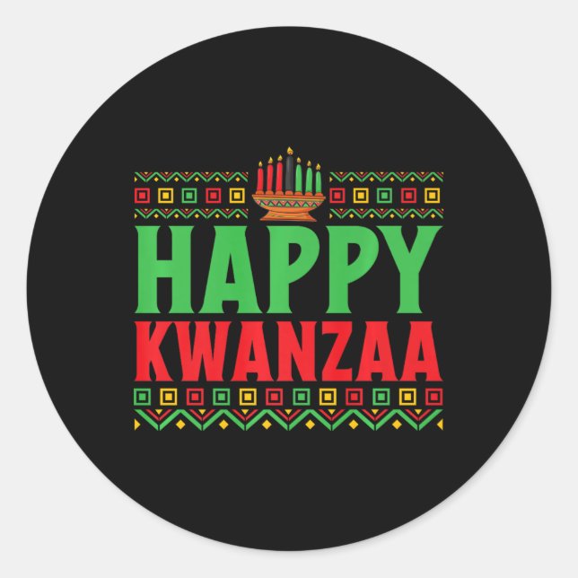 Adesivo Redondo Kwanzaa - Happy Kwanzaa (Frente)