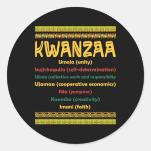 Adesivo Redondo Kwanzaa Natal 7 Princípios Africanos
