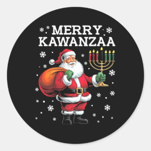 Adesivo Redondo Kwanzaa Papai noel Sete Velas Afro-Americana Afric
