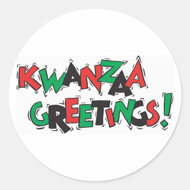 Adesivo Redondo Kwanzaa Saudações (Frente)