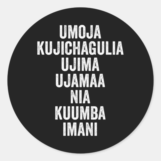 Adesivo Redondo Kwanzaa - Sete Princípios (Frente)