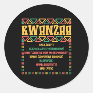 Adesivo Redondo Kwanzaa Sete Princípios Umoja Faith Gráfico