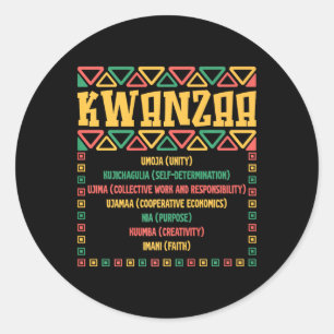 Adesivo Redondo Kwanzaa Sete Princípios Umoja Faith Gráfico