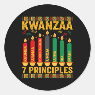 Adesivo Redondo Kwanzaa Sete Princípios Vela Homens Mulheres Kwanz