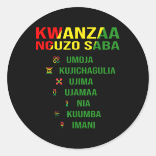 Adesivo Redondo Kwanzaa - Swahili Para Os Sete Princípios