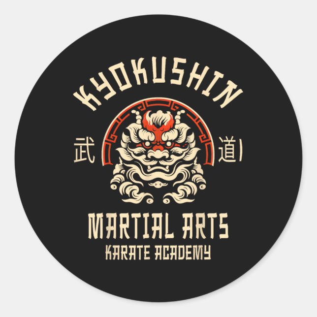 Adesivo Redondo Kyokushin Karate Japanese Martial Arts  (Frente)