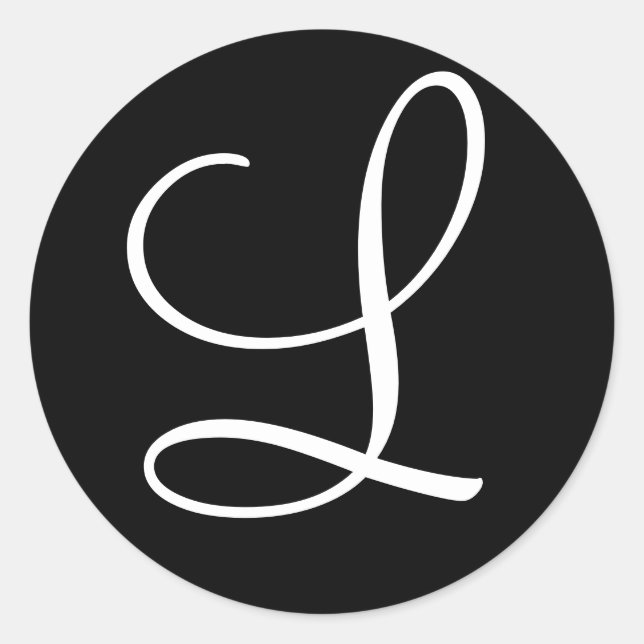 Adesivo Redondo L inicial preto e branco - Personalizar (Frente)