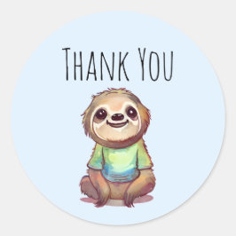 Adesivo Redondo Lã bonita Vestindo uma camisa Obrigado