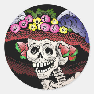 Adesivo Redondo La Calavera Catrina [etiquetas]