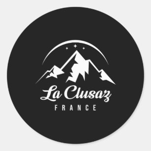 Adesivo Redondo La Clusaz France Ski Resort Skiting Snowboard So