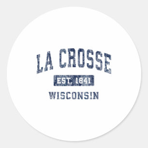 Adesivo Redondo La Crosse Wisconsin Wi Vintage Esportes Estabeleci