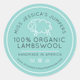 Adesivo Redondo Lã de ovelha aqua branco preto tricô empresarial