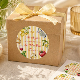 Adesivo Redondo La Dolce Vita Italian Bridal Shower Thank you