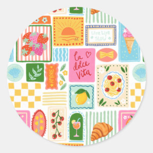 Adesivo Redondo La Dolce Vita Italiano Francês Personalizado Color