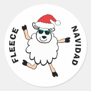 Adesivo Redondo Lã Feliz Natal Ovelha Natal