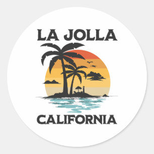 Adesivo Redondo La Jolla Califórnia Praia Surf Verão Férias Vin