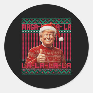 Adesivo Redondo La La Donald Trump Potus 47 Ugly Christmas Swea