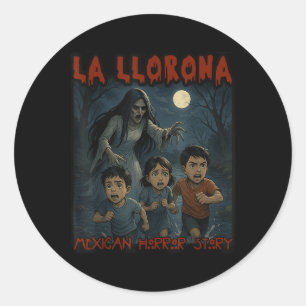 Adesivo Redondo La Llorona Mexicana Incrível Halloween Espanhol