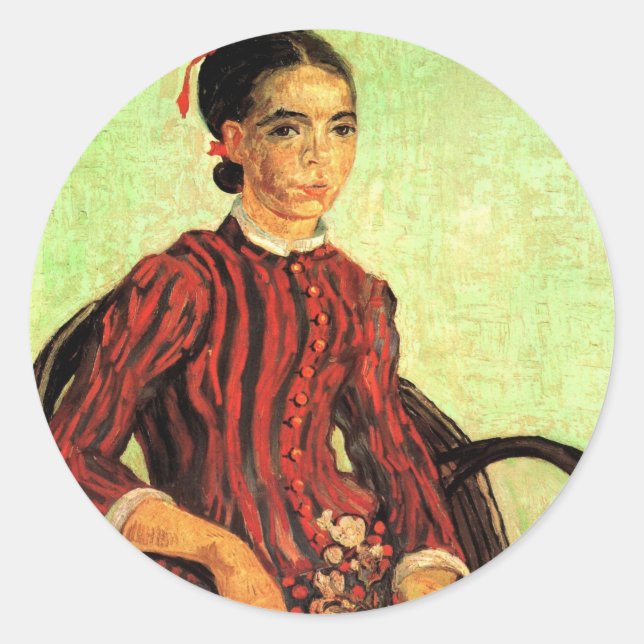 Adesivo Redondo La Mousme, Sentada por Vincent van Gogh (Frente)