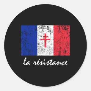 Adesivo Redondo La Resistance The French Flag France Paris Wwii T