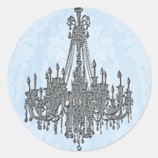 Adesivo Redondo La Silver Sparkle e Damask Blue Chandelier Seal