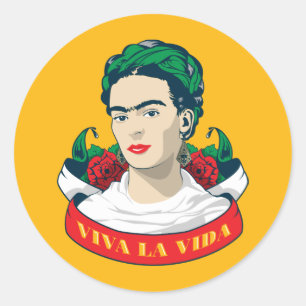 Adesivo Redondo La Vida de Frida Kahlo   Viva
