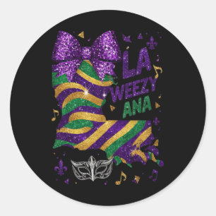 Adesivo Redondo La Weezy Ana Carnaval Louisiana Mapa Terça-Feira G