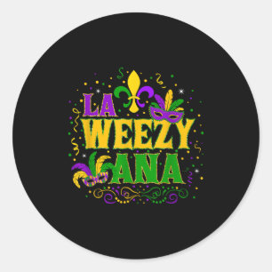 Adesivo Redondo La weezy ana carnaval nova orleans mardi gras flor