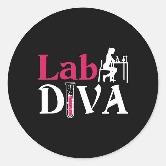 Adesivo Redondo Lab Diva Lab Tech Chemist Laboratory Technician (Frente)