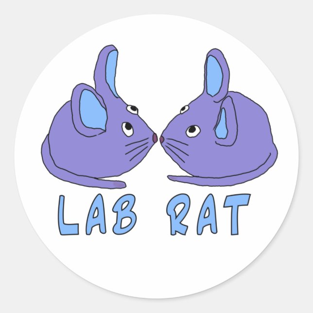 Adesivo Redondo Lab Rat | zwei lila blaue Labormäuse science (Frente)