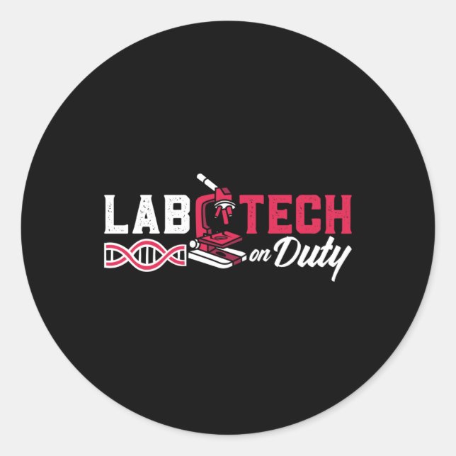 Adesivo Redondo Lab Tech On Duty Laboratory Technician Science (Frente)