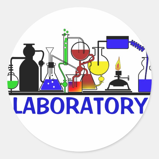 ADESIVO REDONDO LAB WARE - LABORATORY GLASSWARE SETUP STICKER (VAR (Frente)