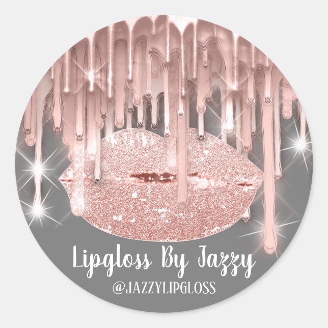 Adesivo Redondo Lábio-Maquiagem Artista Dica Cinza (Frente)