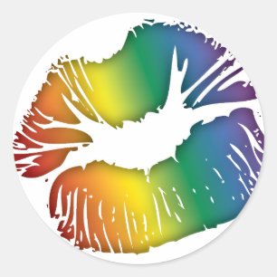 Adesivo Redondo Lábios 3 do arco-íris