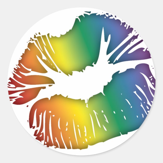 Adesivo Redondo Lábios arco-íris 3 (Frente)