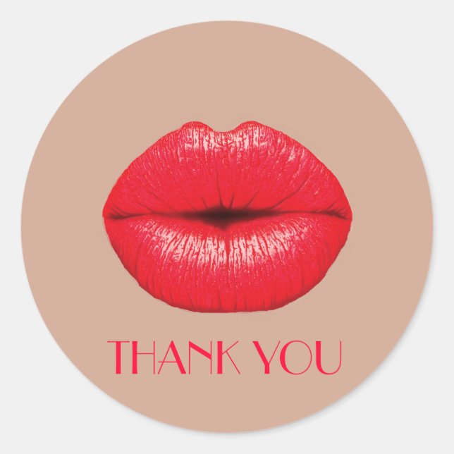 Adesivo Redondo Lábios de café beijam pop beije (Frente)