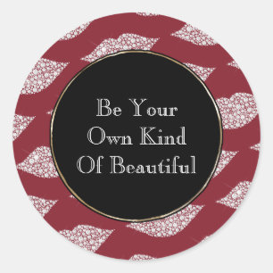 Adesivo Redondo Lábios de diamante branco vermelho