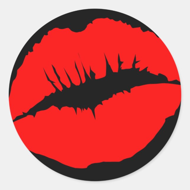 Adesivo Redondo Lábios de Kissy Vermelho (Frente)