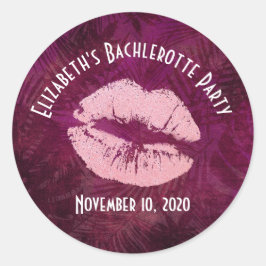 Adesivo Redondo Lábios de Lantera Sexy Rosa, Festa Glamorosa