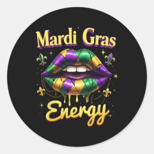Adesivo Redondo Lábios do Carnaval de Energia Mardi Gras Nova Orle