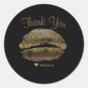 Adesivo Redondo Lábios Dourados Beijo Makeup Beleza - Grelha Perso