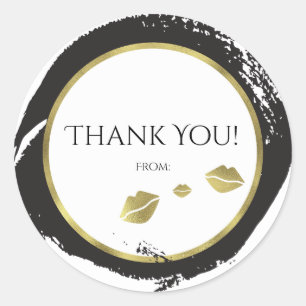 Adesivo Redondo Lábios Dourados e negros Beijam Beleza Moderna do