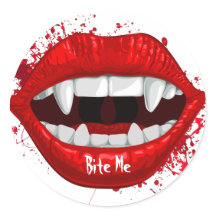 Lábios e Presas de Vampiro Vermelho