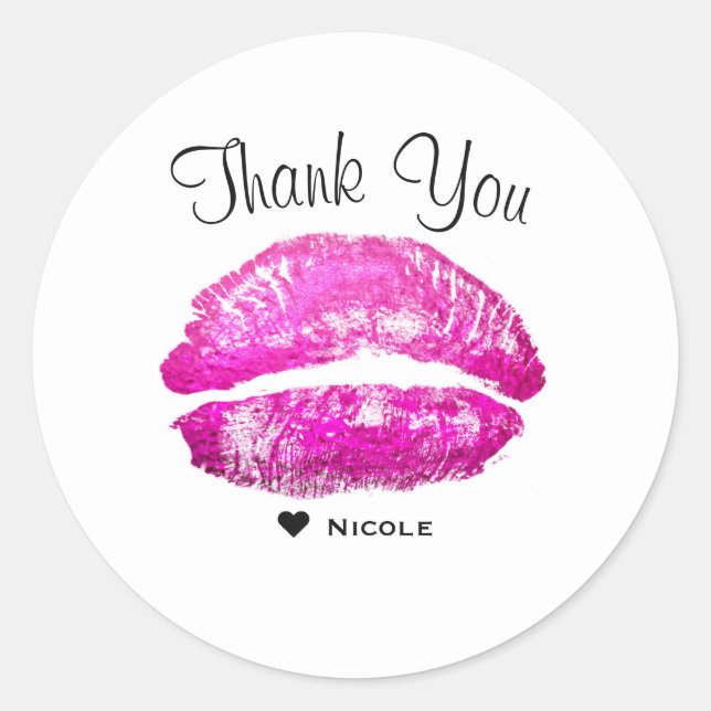 Adesivo Redondo Lábios Rosa Beijo Beijo Bela Makeup Glicam Persona (Frente)