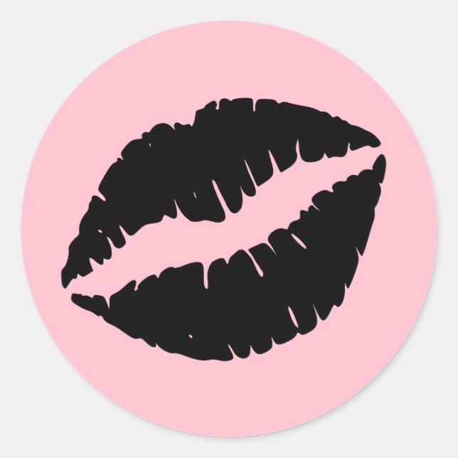 Adesivo Redondo Lábios Rosa e Preto (Frente)