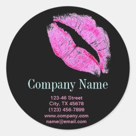 Adesivo Redondo lábios rosa moderno Makeup Cosmetologista Artista