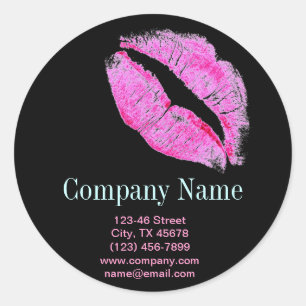 Adesivo Redondo lábios rosa moderno Makeup Cosmetologista Artista