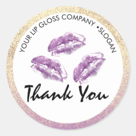 Adesivo Redondo Lábios Roxos e Glosso do Lip Glitter