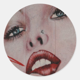 Adesivo Redondo Lábios vermelhos