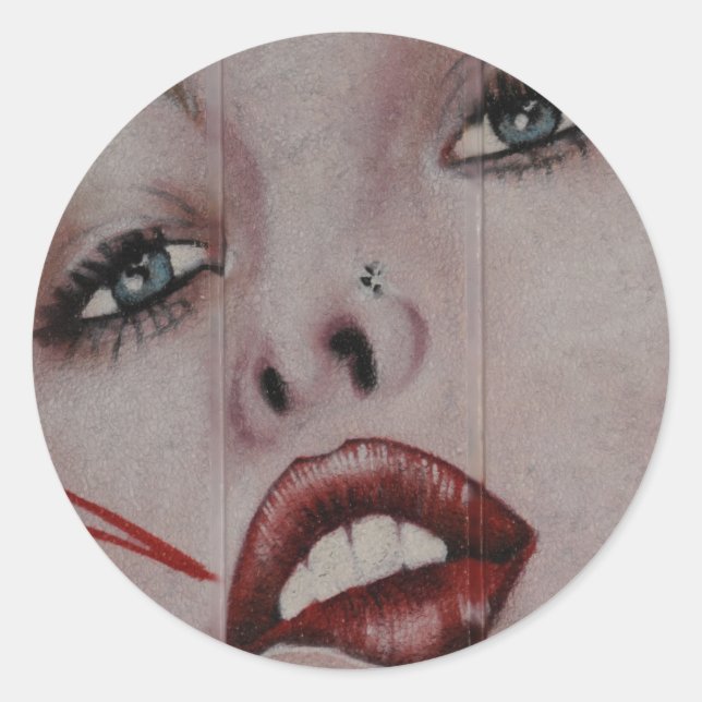 Adesivo Redondo Lábios vermelhos (Frente)
